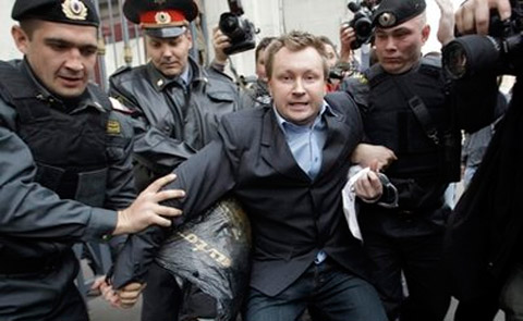 Nikolai Alekseev under arrest.